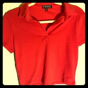Cropped Red Collared Shirt